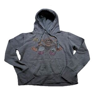The Muppets Kids Youth Grunge Alt Skater Gray Hoodie Distressed L